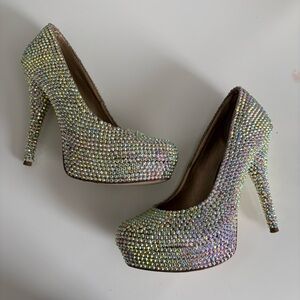 Handmade Custom Multicolour AB Rhinestone Heels